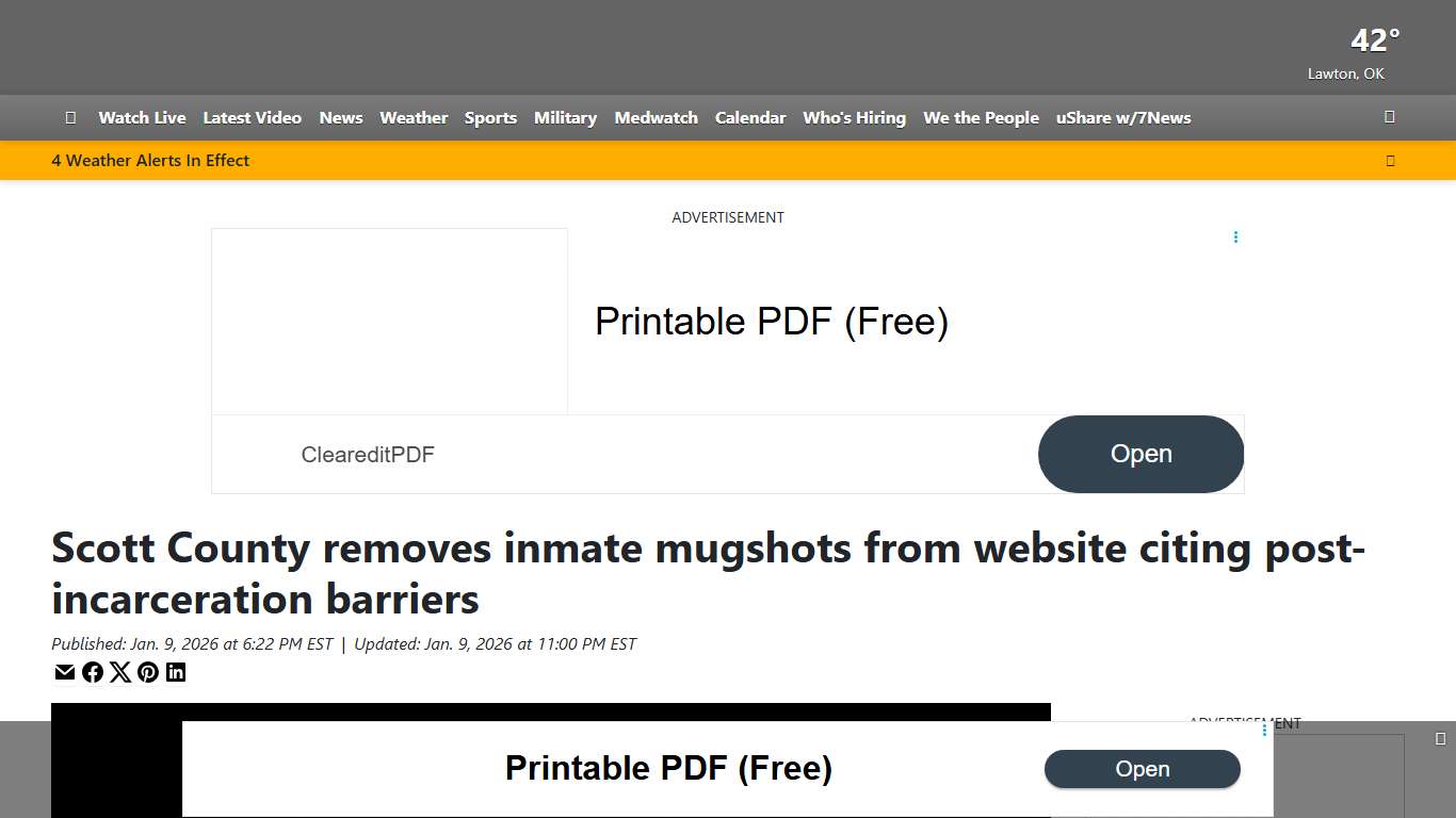 Scott County removes inmate mugshots from website citing post-incarceration barriers