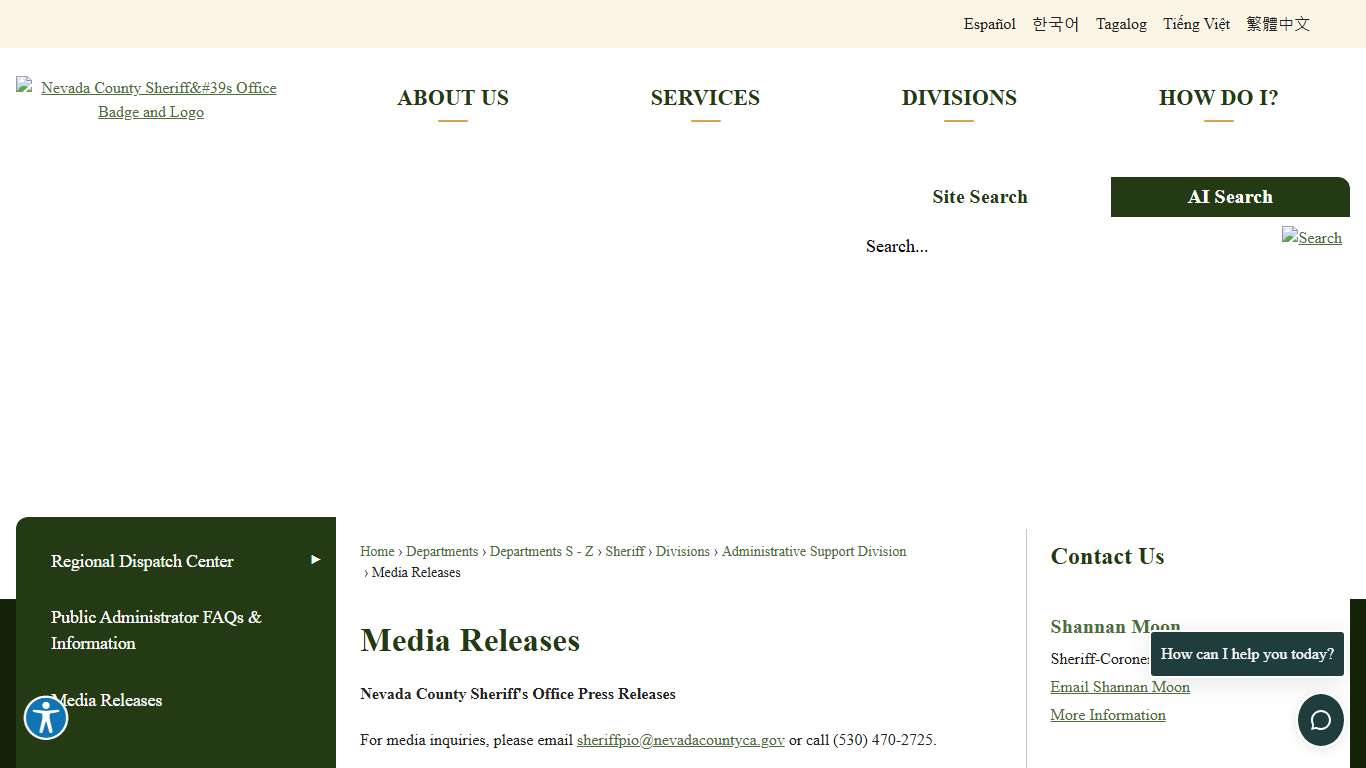 Media Releases | Nevada County, CA